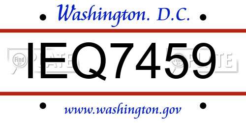 IEQ7459 District Of Columbia License Plate