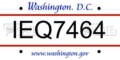 IEQ7464 District Of Columbia License Plate