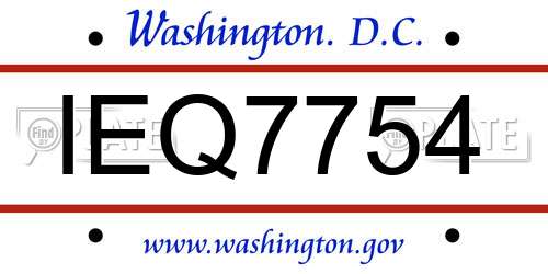 IEQ7754 District Of Columbia License Plate