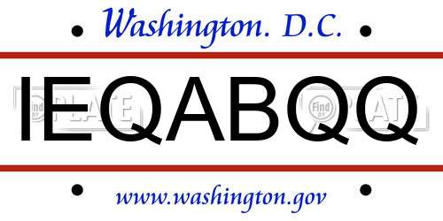IEQABQQ District Of Columbia License Plate