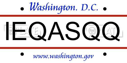 IEQASQQ District Of Columbia License Plate