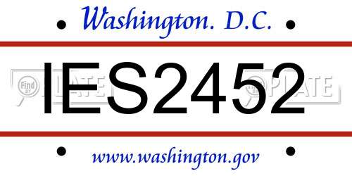 IES2452 District Of Columbia License Plate