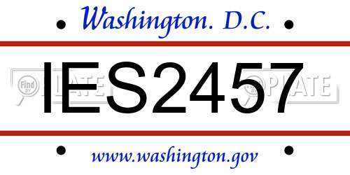 IES2457 District Of Columbia License Plate
