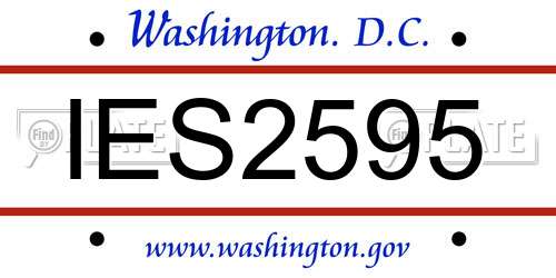 IES2595 District Of Columbia License Plate