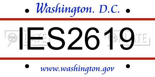 IES2619 District Of Columbia License Plate