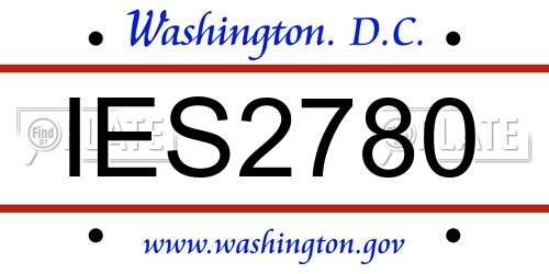 IES2780 District Of Columbia License Plate