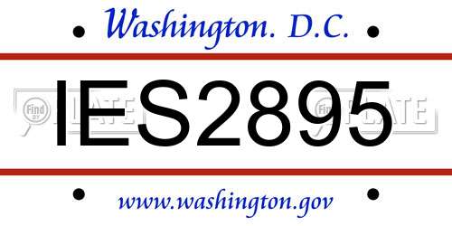 IES2895 District Of Columbia License Plate