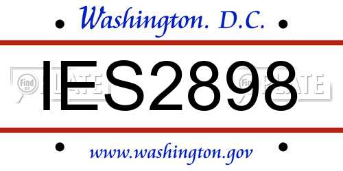 IES2898 District Of Columbia License Plate