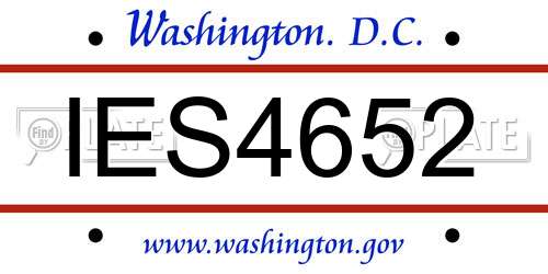 IES4652 District Of Columbia License Plate
