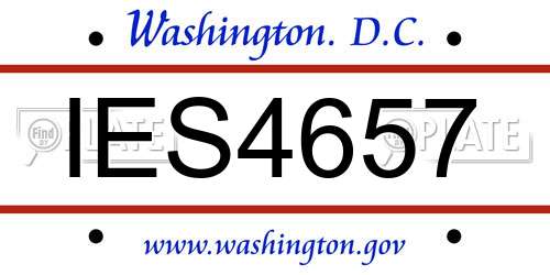 IES4657 District Of Columbia License Plate