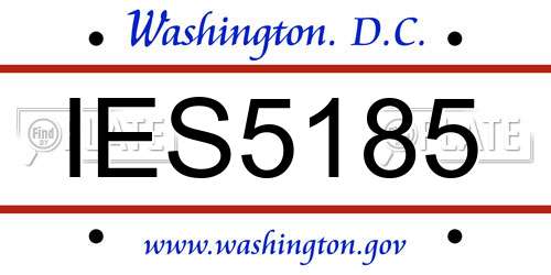 IES5185 District Of Columbia License Plate