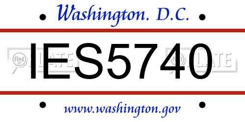 IES5740 District Of Columbia License Plate