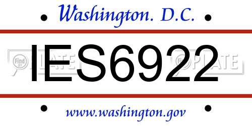 IES6922 District Of Columbia License Plate