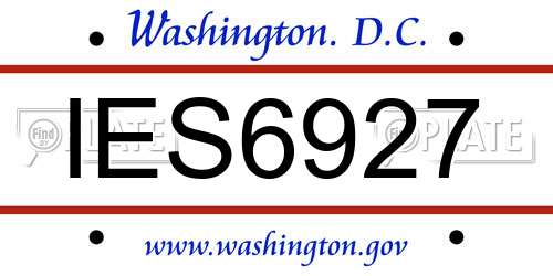 IES6927 District Of Columbia License Plate