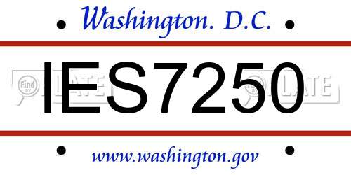 IES7250 District Of Columbia License Plate