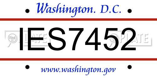 IES7452 District Of Columbia License Plate