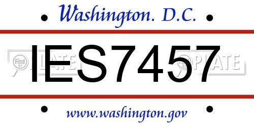 IES7457 District Of Columbia License Plate