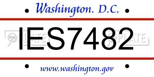 IES7482 District Of Columbia License Plate