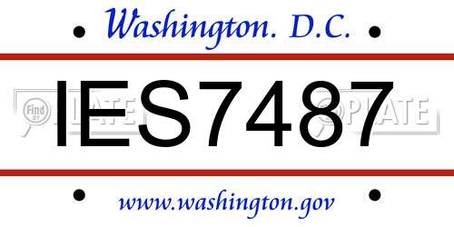 IES7487 District Of Columbia License Plate