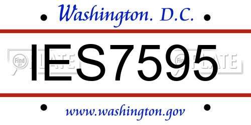 IES7595 District Of Columbia License Plate