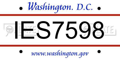 IES7598 District Of Columbia License Plate