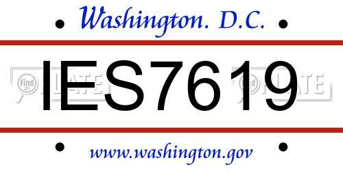 IES7619 District Of Columbia License Plate