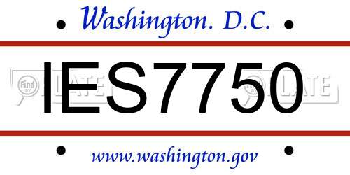 IES7750 District Of Columbia License Plate