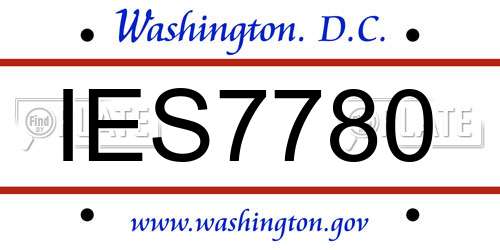 IES7780 District Of Columbia License Plate