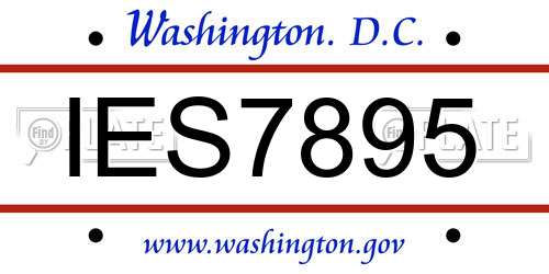 IES7895 District Of Columbia License Plate