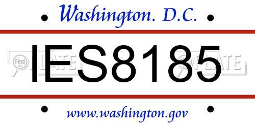 IES8185 District Of Columbia License Plate