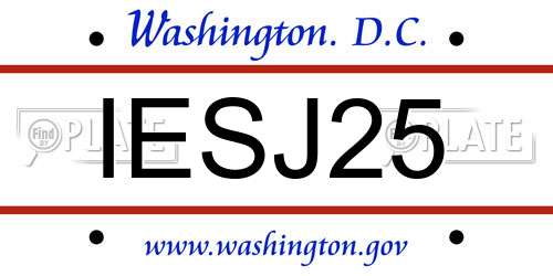IESJ25 District Of Columbia License Plate