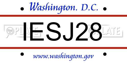 IESJ28 District Of Columbia License Plate