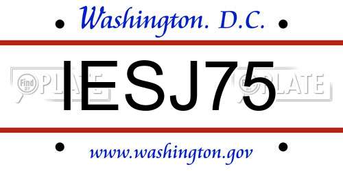 IESJ75 District Of Columbia License Plate