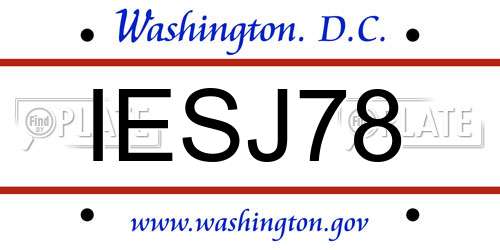 IESJ78 District Of Columbia License Plate