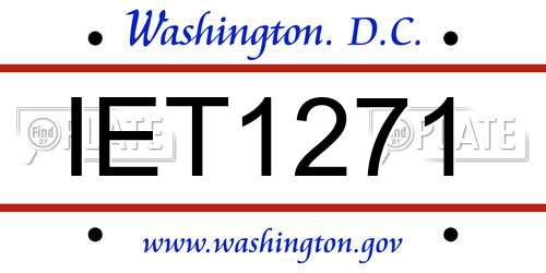 IET1271 District Of Columbia License Plate