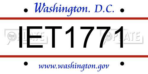 IET1771 District Of Columbia License Plate