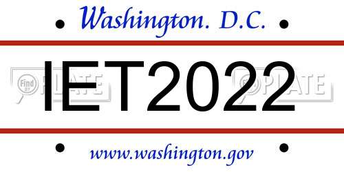 IET2022 District Of Columbia License Plate