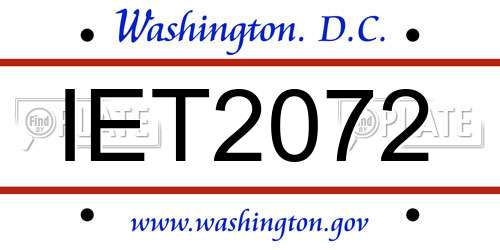 IET2072 District Of Columbia License Plate