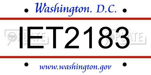 IET2183 District Of Columbia License Plate