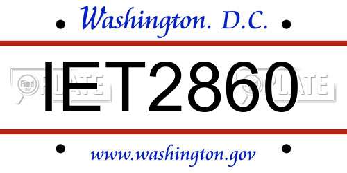 IET2860 District Of Columbia License Plate