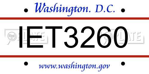 IET3260 District Of Columbia License Plate