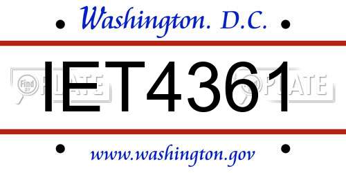 IET4361 District Of Columbia License Plate