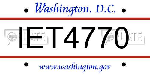 IET4770 District Of Columbia License Plate