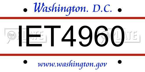 IET4960 District Of Columbia License Plate