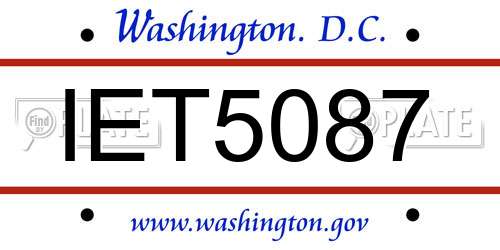 IET5087 District Of Columbia License Plate