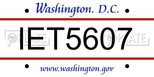 IET5607 District Of Columbia License Plate