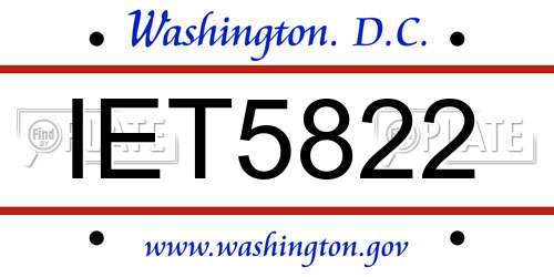 IET5822 District Of Columbia License Plate