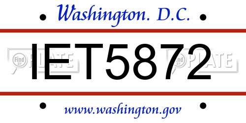 IET5872 District Of Columbia License Plate
