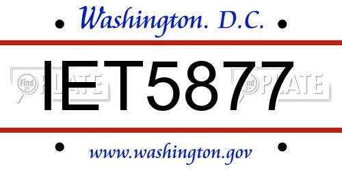 IET5877 District Of Columbia License Plate