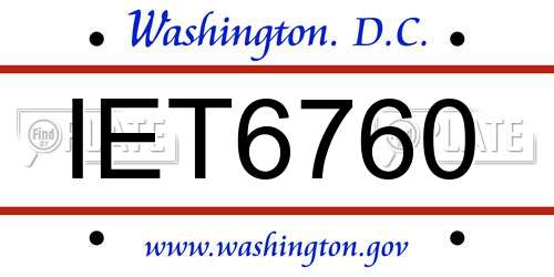 IET6760 District Of Columbia License Plate